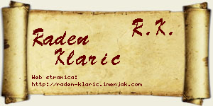 Raden Klarić vizit kartica